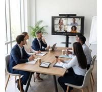 Pack de videoconferencia ANDROID Jabra para salas pequeñas Kit de videoconferencia con barra de vídeo 4K, panel de control, pantalla 4K de 55 pulgadas