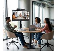 Pack de videoconferencia ANDROID Logitech para huddle room Kit de videoconferencia todo en uno con barra de video 4K, panel de control, pantalla 4K de