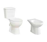 Pack de WC + bidé Bahia (Con borde de descarga, Salida WC: Horizontal, Blanco)