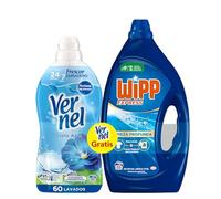 Pack de Wipp Express Detergente Limpio y Liso (1575 ml) + Vernel Suavizante Cielo Azul (1080 ml), suavizante ropa con 24h de frescor, detergente lavadora que reduce las arrugas