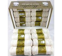 ▷ Pack de Zepelines de Algodón perlé 100% egipcio mercerizado para DIY y tejer a mano labores de ganchillo o punto con un acabado elegante. (16 unidades Perlé N8, Crudo)