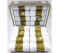 ▷ Pack de Zepelines de Algodón perlé 100% egipcio mercerizado para DIY y tejer a mano labores de ganchillo o punto con un acabado elegante. (16 unidades Perlé N12, Blanco)