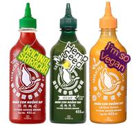 Pack degustación Salsas de chile Picante Sriracha Original () + Sriracha Mayo Spice () + Siracha Green Cañamo Oil Edición Limitada () by Flying Goose. (3 x 455 ml)