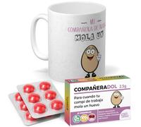 Pack Divertido compañeras de Trabajo | Taza + Caramelo Mi compañera de Trabajo Mola un Huevo | Cerámica AAA - 350 ml.