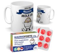 Pack Divertido | Taza Ser del Madrid Mola + Caramelos MadridForte | Frase Especial para Aficionados Madridistas | Idea de Regalo Original fútbol | Taza de Desayuno, Té o Café | Capacidad 350ML