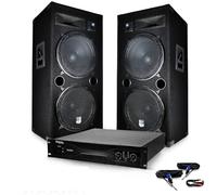 Pack DJ Sono Pa altavoces 2 x 15 "/38 cm amplificador de 1000 W 2000 W bassreflex BM Sonic + MyDJ + cables