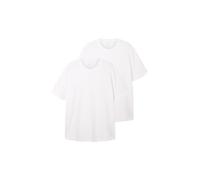 Pack doble de camiseta de hombre TOM TAILOR talla grande con cuello redondo confeccionada en algodón, Blanco (20000-Blanco), XXXL