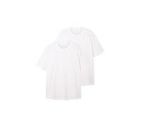 Pack doble de camiseta de hombre TOM TAILOR talla grande con cuello redondo confeccionada en algodón, Blanco (20000-Blanco), S