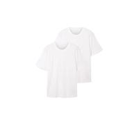 Pack doble de camisetas de hombre TOM TAILOR con cuello redondo confeccionadas en algodón, Blanco (20000-Blanco), XXXL