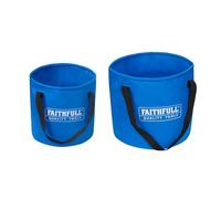 Pack Doble de Cubos Plegables e Impermeables Faithfull - 12 L y 20 L | PVC ligero, asas resistentes y diseño plegable; ideal para limpieza, drenaje, acampada y trabajos de fontanería