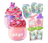 Pack Doble GUI GUI Brillo Afrutado - Kit de Slime - Slimes Cloud y Butter perfumados - 2 Herramientas de Belleza prémium: gua sha y cucharilla - Ritual de Belleza de 5 Pasos - Figurita Coleccionable