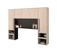 Miroytengo Pack Dormitorio Completo John Cama con cajones y Cabecero Puente Roble Brooklyn y Negro Stipple (Cama de 160x200 cm)