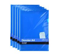 Pack Dossier Classic - Fabricado en Polipropileno 100% Reciclable - Con Uñero superior - Tamaños A4 en 5 Colores y A3 transparente by Office Box (50 Ud. Azul)