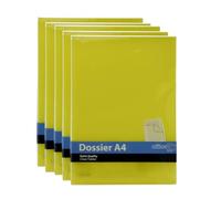 Pack Dossier Classic - Fabricado en Polipropileno 100% Reciclable - Con Uñero superior - Tamaños A4 en 5 Colores y A3 transparente by Office Box (50 Ud. Amarillo)