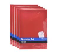 Pack Dossier Classic - Fabricado en Polipropileno 100% Reciclable - Con Uñero superior - Tamaños A4 en 5 Colores y A3 transparente by Office Box (50 Ud. Rojo)