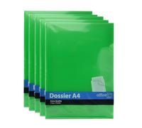 Pack Dossier Classic - Fabricado en Polipropileno 100% Reciclable - Con Uñero superior - Tamaños A4 en 5 Colores y A3 transparente by Office Box (50 Ud. Verde)