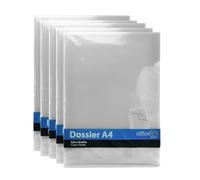 Pack Dossier Classic - Fabricado en Polipropileno 100% Reciclable - Con Uñero superior - Tamaños A4 en 5 Colores y A3 transparente by Office Box (50 Ud. Cristal)