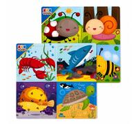 Pack Dúo Puzzle Infantil 4 en 1 | Modelo Animales Marinos + Modelo Insectos | 8 Puzzles de 16 Piezas | Total 128 Piezas | Juego Educativo para Niños +3 Años