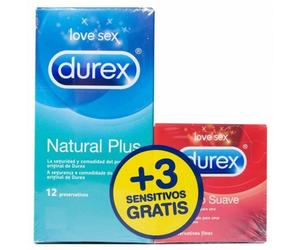 Pack Durex Natural Plus 12 Unidades Sensitive 3 Unidades - Comodidad y Protección