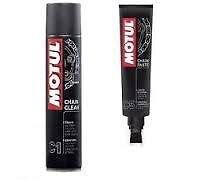 Pack + economico MOTUL MC Care Lubricante para Cadena (C5) y aerosol 400ml limpiador de cadena (C1) motos de carretera.