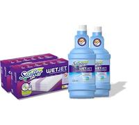 Pack económico Swiffer Wetjet Escoba Spray, 2 recambios de 1,25L WetJet y 20 toallitas, retiene el polvo y la suciedad, diseñado para todo tipo de suelos (2)