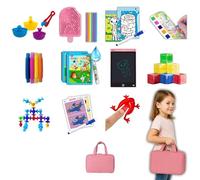 Pack Entretenimiento Infantil Rosa 11 Juegos 3-7 Años, Acuarelas, Pizarra, Laberintos, Bloques Magneticos, Libros Agua, Clasificacion Color, Contruccion Ventosas, Tablero Sensorial Montessori, Tubos