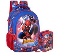 Pack Escolar 2 Piezas Niño Primaria Para Spiderman Fan (6-10 Años) - Mochila Ergonómica Gran Capacidad 43x33x20 cm y Estuche 3 Cremalleras Completo (46 Piezas)
