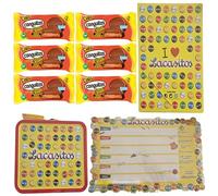 Pack escolar Lacasitos y Conguitos:6 cups leche 34g,carpeta,planificador magnético,lata maletín