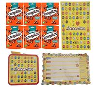 Pack escolar Lacasitos y Conguitos:6 negros doypack 220g,carpeta,planificador magnético,lata maletín