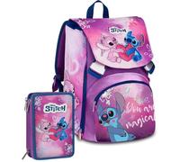 Pack Escolar Niña Primaria - Mochila y Estuche 3 Cremalleras Completo (44 Piezas) - Para Stitch Fan (6-10 Años)