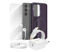 Pack Esencial para Galaxy S24 Funda, Cristal, Cargador, Auriculares (5 piezas)