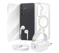 Pack Esencial para Galaxy S25 FE Funda Cristal Cargador Auriculares (5 piezas)