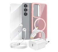 Pack Esencial para Galaxy S25 Funda, Cristal, Cargador, Auriculares (5 piezas)