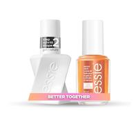Pack Essie Esmalte de Uñas Top Coat Gel Couture, Tono 260 + Aceite hidratante de Cutículas Apricot Oil, Tratamiento con Aceite de Albaricoque