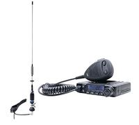 PNI Pack Estación Radio CB Escort HP 6500 ASQ, Ganancia RF, 4W, 12V + Antena CB S75 con Cable 7-9KM y Soporte Fijo