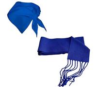 Pack Fajín y Pañuelo Azul, Fajín Azul con Flecos 2,5 metros de largo por 12 cm de ancho 50% algodón 50% poliéster, Pañuelo Azul 50x100 cm, 100% poliéster, Traje Fiestas Regionales, Disfraces, Peñas