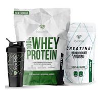 Pack Foodelis Proteinas Whey 2 kg Galleta + Creatina 300g + Shaker de Regalo | Whey Protein con Aminoácidos Esenciales | Proteinas para Masa Muscular de Alta Solubilidad | Proteina en Polvo