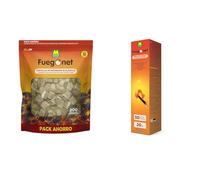 Pack Fuego: Pastillas de Encendido ecológicas 200 Unidades + Cerillas largas 50 Unidades. Ideal para chimeneas, barbacoas...Larga duracion. Sin Olor