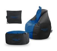 Pack Gamer Azul: Puff Gamer PRO + Reposapies + Cojín HAPPERS - Cómodo, ligero y resistente. Make it Happers®
