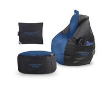 Pack gamer azul: puff gamer pro + reposapies + cojín pack gamer pro happers