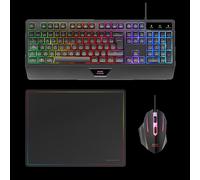 Mars Gaming MCP124 Combo 3 en 1 Teclado Ergonómico RGB+ Ratón Gaming + Alfombrilla | Pack Gaming Teclado, Ratón y Alfombrilla