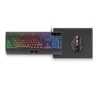 Mars Gaming MCP124 Combo 3 en 1 Teclado Ergonómico RGB+ Ratón Gaming + Alfombrilla | Pack Gaming Teclado, Ratón y Alfombrilla