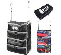 Pack Gear - Organizador de equipaje colgante, se adapta perfectamente a cualquier equipaje de mano, cubos para viajes con visores de malla para facilitar la búsqueda de ropa (negro, M)