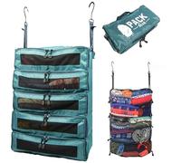 Pack Gear Organizador de Maleta Colgante, Cubos de Equipaje Plegables Esenciales de Viaje, Paquete Grande o Equipaje de Mano, Organizador de Estante para Armario (Verde) (XL)