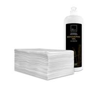 Pack Gel Conductor de Ultrasonido de Alta Viscosidad 1 litro + Toallas Spunlace 40x80 cm para Peluquería y Estética 100 unidades