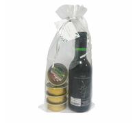 Pack gourmet de miniatura de vino 100% Extremeño y 4 monodosis de patés para celebraciones (Pack 24 ud)