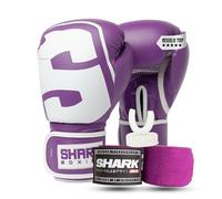 Pack Guantes de Boxeo, Vendas de Boxeo y Bucal | Regalo para Boxeadores (Lila, 12oz)