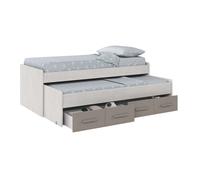 Pack habitación juvenil infantil completo color blanco alpes y basalto (cama nido + armario + escritorio) con somieres 198 cm