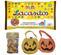 Pack Halloween:mini lacasitos bolsa 1kg,molde y bolsa calabaza lacasitos y conguitos