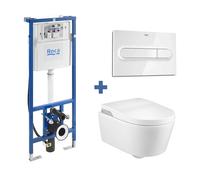 Roca Inspira pack In Wash inodoro suspendido con cisterna empotrada Bastidor y Placa pulsadora Smart One Toilet Roca - Blanco